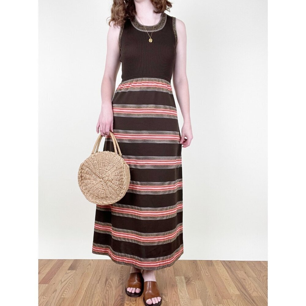Vintage 70s European Knit Maxi Dress Quiet Luxury Luxe Old Money Italy High Rise